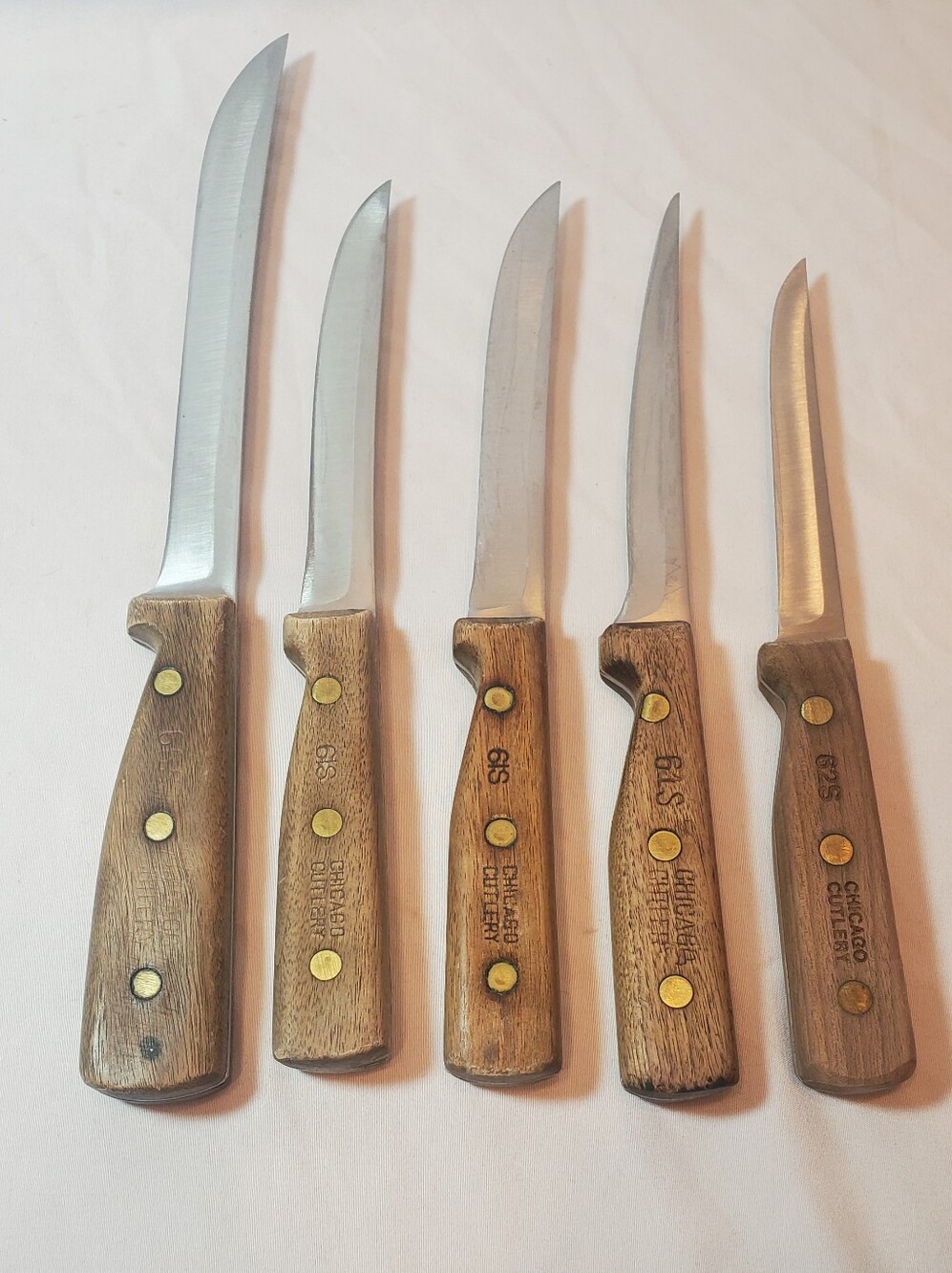 Chicago Cutlery Vintage 5-Pc 61S & 62S Brown Wood Handle Cutlery Knife Set